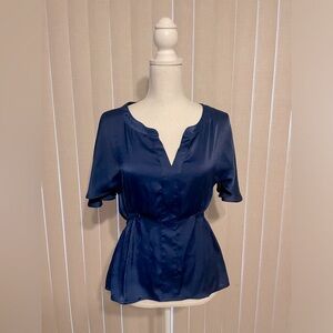 BCBGMAXAZRIA Navy Blue Short Sleeve Top Size Small